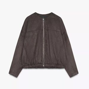 ZARA FAUX SUEDE BOMBER JACKET CHOCOLATE BROWN COAT 6318/256 XS VIRAL CAPSULE